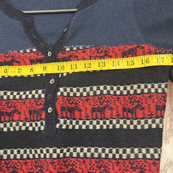 We the free blue and red buttoned sweater size small - Picture 7 of 9